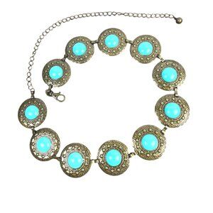 Vintage Metal belt turquoise excellent condition throughout BoHo western